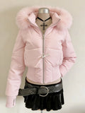 Spring Retro Faux Fur Coat for Women – Vintage 2000s Harajuku Gothic Punk Jean Parka thumbnail 4