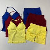 Women’s Seamless Yoga Gym Set – Backless Tank Top & High Waist Scrunch Shorts (2PCS) thumbnail 4