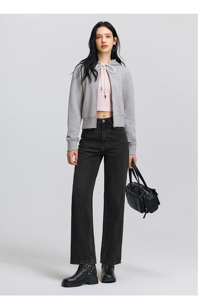 Semir Women’s Vintage Wide-Leg Jeans 2025 Spring Soft Cotton Denim Trousers