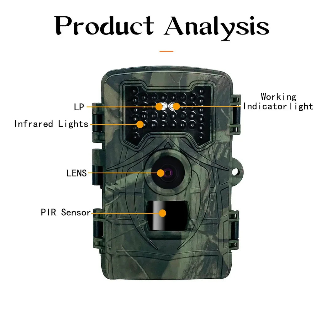 36MP Wildlife Hunting Camera with 1080P Video, 120° Wide Lens, 0.3s Trigger, Night Vision, IP66 Waterproof