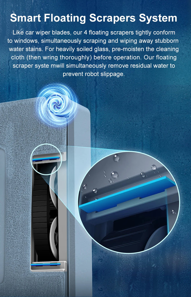 ABIR WD9 Robot Window Vacuum Cleaner 9000PA with 4-Way Water Spray & Laser Sensor