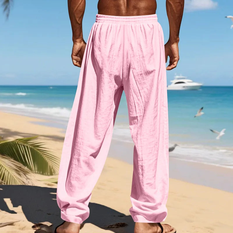 Men's 16-Color Breathable Linen Yoga Pants Loose Casual Sportswear for Spring/Summer