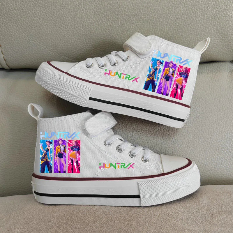 Children's High-Top Canvas Kpop Demon Hunter Sneakers – Breathable Kids Sports Shoes