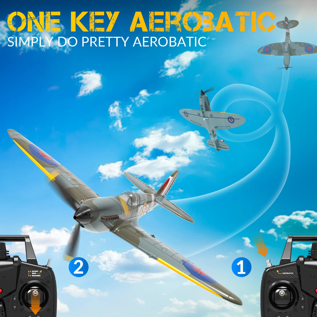 Volantex Spitfire RC Fighter Plane 400mm EPP Warbird – 4CH 2.4GHz RTF with XPilot Stabilization & One-Key Aerobatics