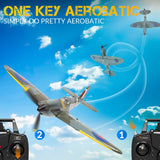 Volantex Spitfire RC Fighter Plane 400mm EPP Warbird – 4CH 2.4GHz RTF with XPilot Stabilization & One-Key Aerobatics thumbnail 3