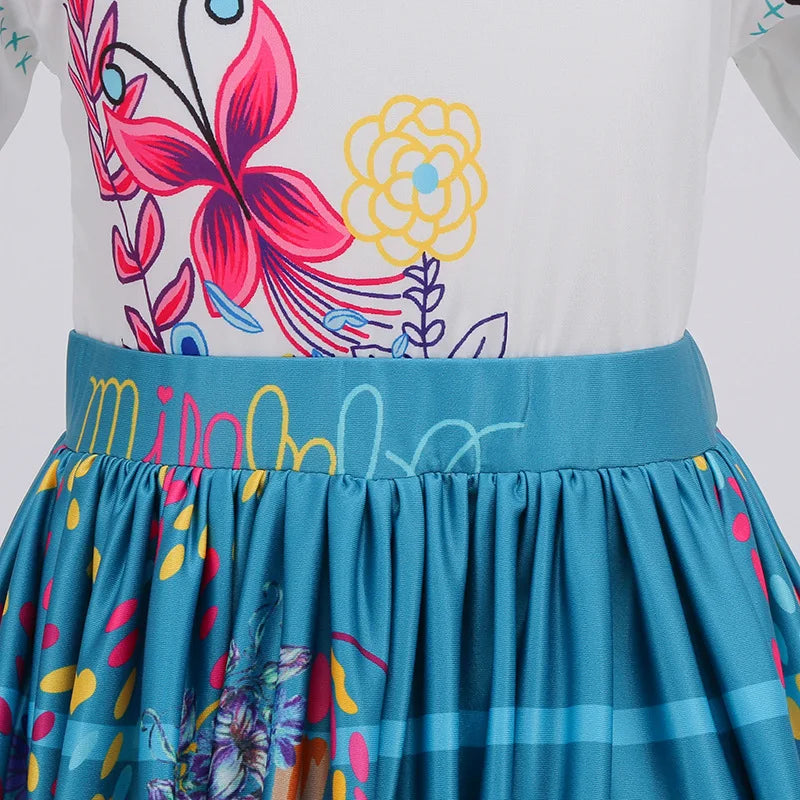 Girls Encanto Princess Dress Cosplay Costume – Mirabel & Isabela Carnival Birthday Party Outfit