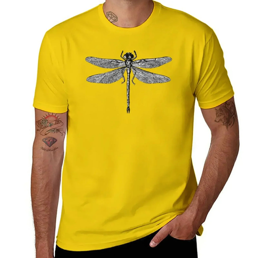 Men’s Dragonfly Print T-Shirt – Quick-Dry Cotton Casual Tee