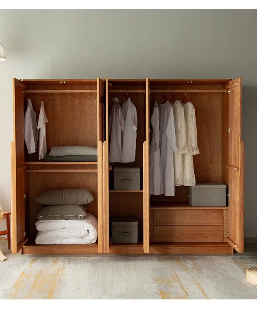 Luxury Modern Wooden Wardrobe with Sliding Doors and Storage Drawers – Nordic Style Bedroom Closet Furniture