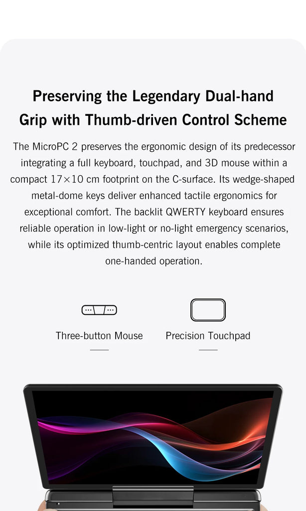 GPD MicroPC 2 Handheld Mini Laptop 7" Touch Screen 16GB RAM 512GB SSD Windows 11