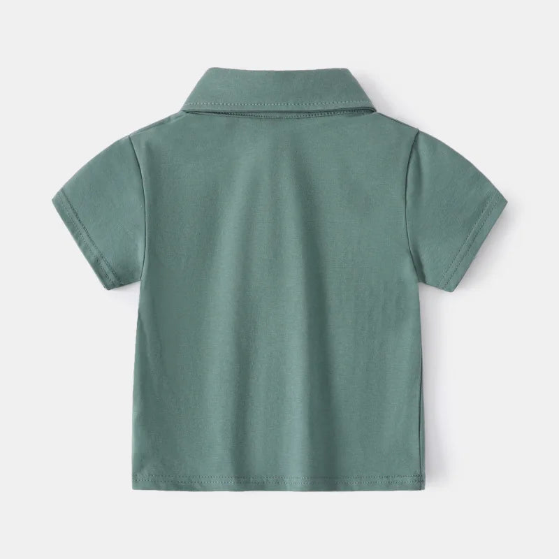 Fashion Kids Boys Polo Shirt – Luxury Stand Collar Summer Tee, Soft Breathable Cotton