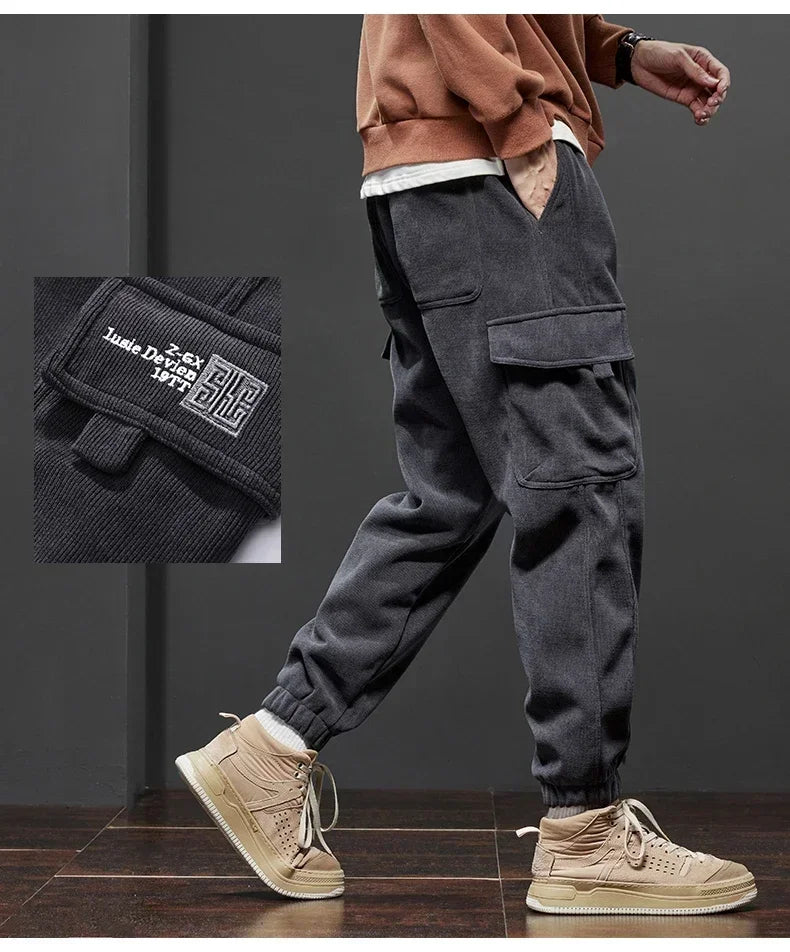 Men’s Casual Elastic Waist Jogger Pants – Spring & Autumn Stretch Straight Fit with Drawstring and Pockets