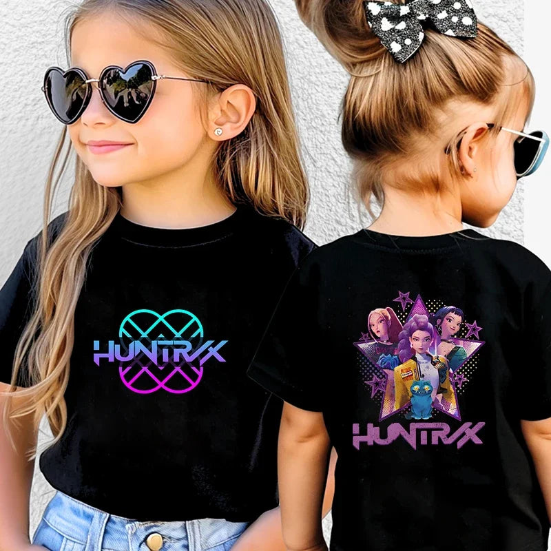 K-Pop Korean Wave Demon Hunter Kids 100% Cotton T-Shirt – Summer Street Style Cartoon Tee for Boys and Girls