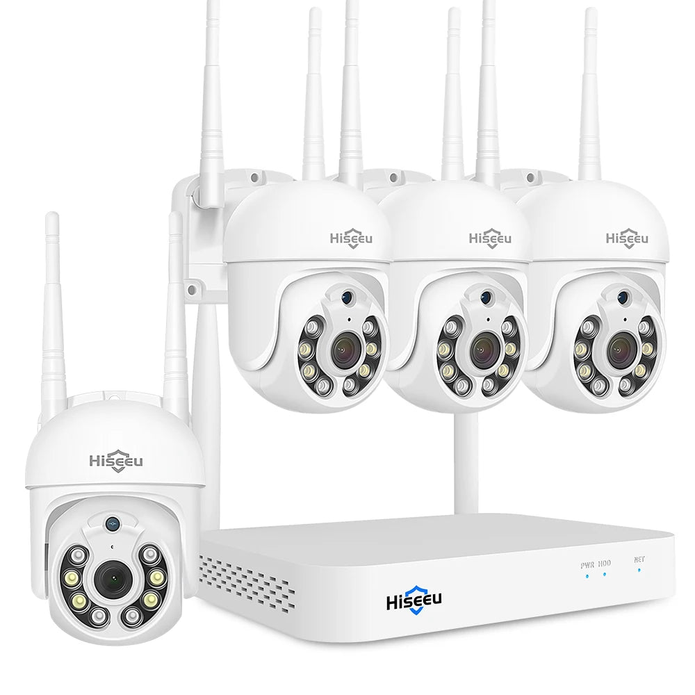 Hiseeu 5MP WiFi CCTV PTZ Camera Security System Kit – 10CH NVR with AI Motion Tracking & Color Night Vision