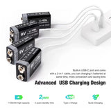 MATOV 9V 1100mAh USB Rechargeable Li-ion Battery – Type-C Charging | Long-Lasting Power for RC, Multimeters, Alarms & More thumbnail 2