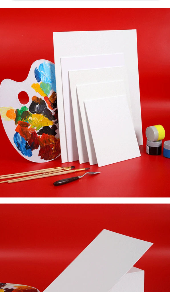 10 Pcs Cotton Canvas Board Set Primed White Painting Panels for Oil, Acrylic, Watercolor & Gouache HB-17