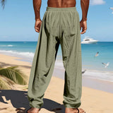 Men's 16-Color Breathable Linen Yoga Pants Loose Casual Sportswear for Spring/Summer thumbnail 30