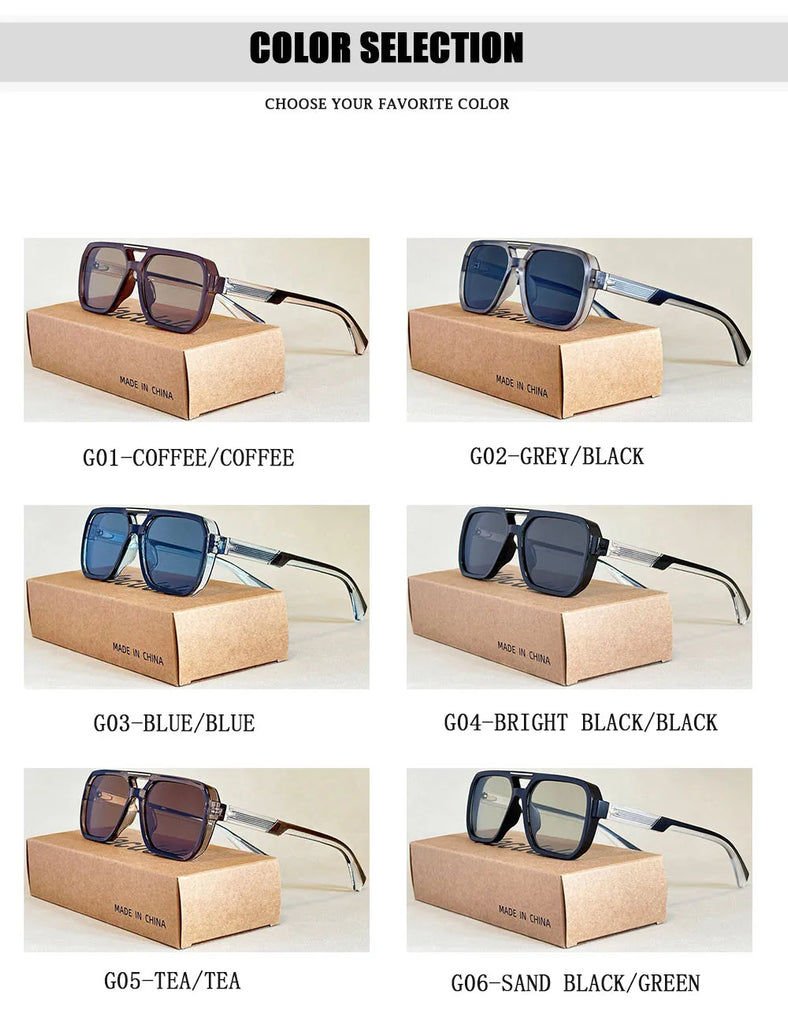ZUIDID Vintage Square Sunglasses UV400 Travel Fashion Glasses for Men and Women Model 02056