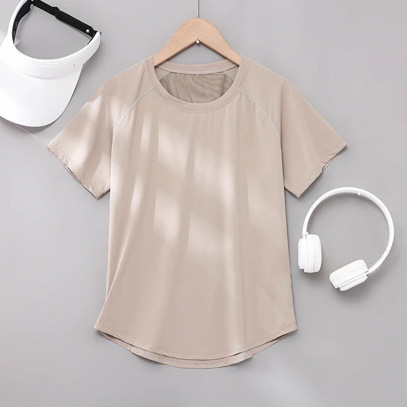 DRUR Women’s Breathable Yoga & Gym T-Shirt – Quick Dry Short Sleeve Workout Top