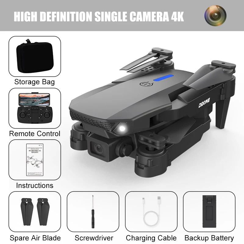 E88 Pro Drone 4K Dual Camera Foldable RC Quadcopter with WiFi FPV & Trajectory Flight