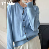 100% Cotton Women’s O-Neck Solid Cardigan – Luxury Designer Pullover thumbnail 6