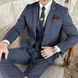 Men’s Modified Plaid Three-Piece Suit – Slim Fit England Style Vest & Trousers Set thumbnail 6