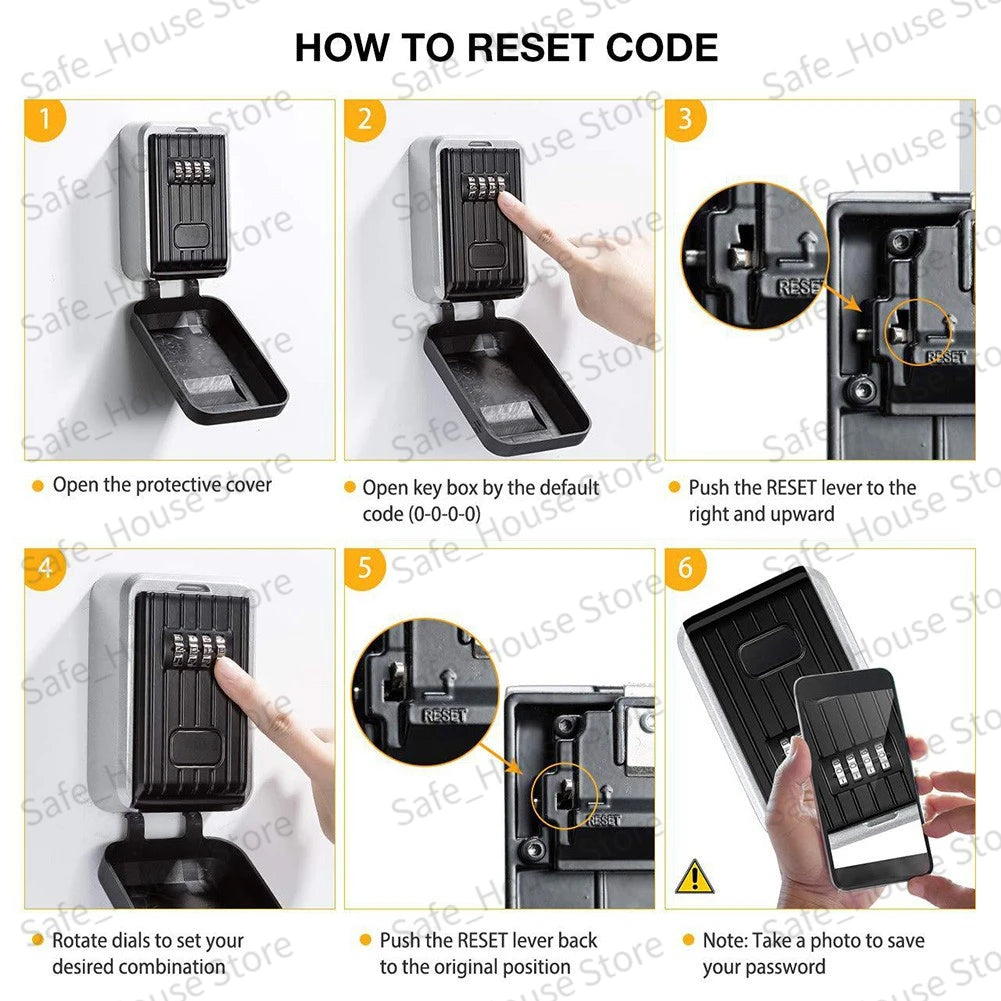 Wall Mount Key Lock Box 4-Digit Combination Security Safe for Home & Office