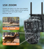 LS VISION 12MP 6K Solar Camera 15X Zoom 4G/WiFi Triple Lens Night Vision PTZ Trail Camera thumbnail 10