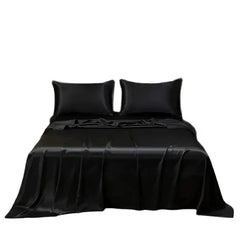 Satin Bed Sheet Sets Silky Smooth Ice Cooling Flat Sheets with Pillowcases – Single/Queen/King