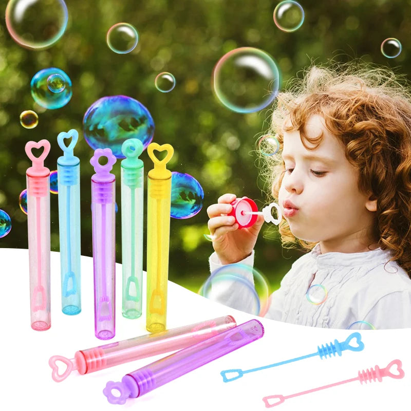 10-50pcs Colorful Heart Bubble Soap Bottles with Wands – Kids Party Favors & Wedding Gifts