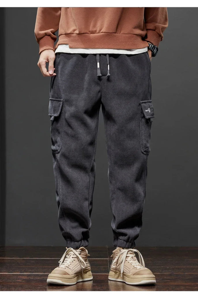 Men’s Casual Elastic Waist Jogger Pants – Spring & Autumn Stretch Straight Fit with Drawstring and Pockets