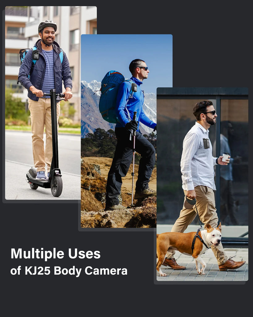 BOBLOV KJ25 1080P Body Camera with 3000mAh Battery, Night Vision & 13H Recording