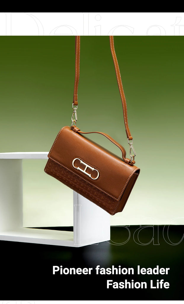 CH Letter Print Crossbody Bag – Elegant Compact Women’s Satchel Handbag