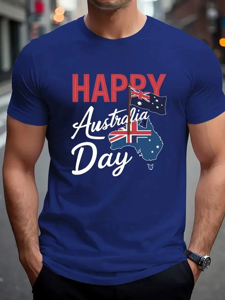 Men’s Australia Flag Graphic T-Shirt – Casual Short Sleeve Crew Neck Tee