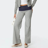 Casual Wide Leg Sweatpants for Women – Fold Over Low Rise Flare Yoga & Lounge Pants thumbnail 16