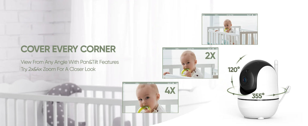 SM70V2 7" 1080P HD Split Screen Video Baby Monitor with Two Cameras – Hack Proof, Remote Zoom/Pan/Tilt, 4000mAh Battery