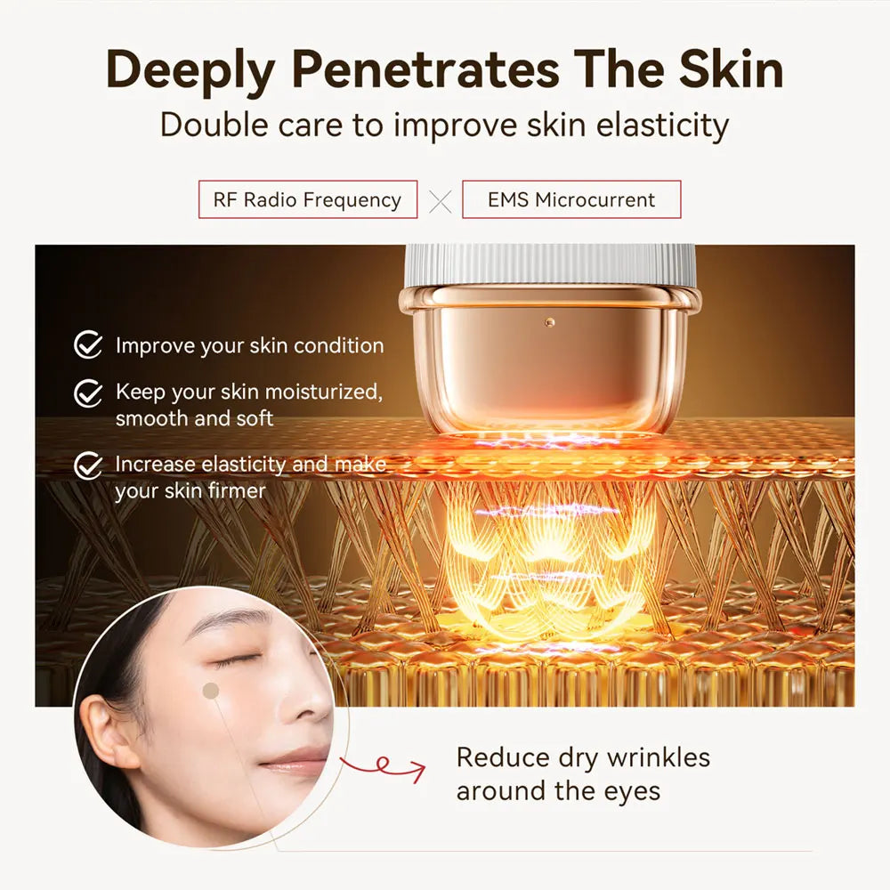 ANLAN Multi-Polar RF Beauty Device 9-in-1 EMS Facial Lifting & Skin Tightening Massager with 24K Gold Head and LED Light Therapy