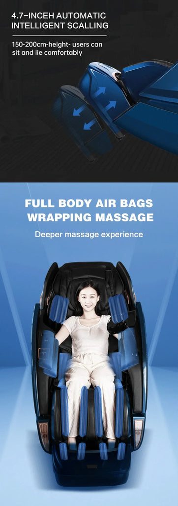 Full Body Elastic Massage Chair with Voice Control, Heating & Foot Roller – LCD Remote, OUCEY