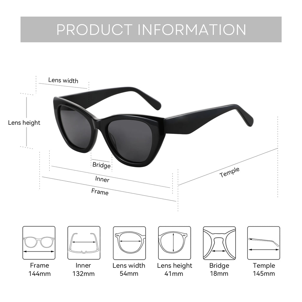 ZENOTTIC Butterfly Polarized Prescription Sunglasses Handmade Acetate Square Optical Shades for Women – Custom Myopia, Hyperopia & Astigmatism Lenses