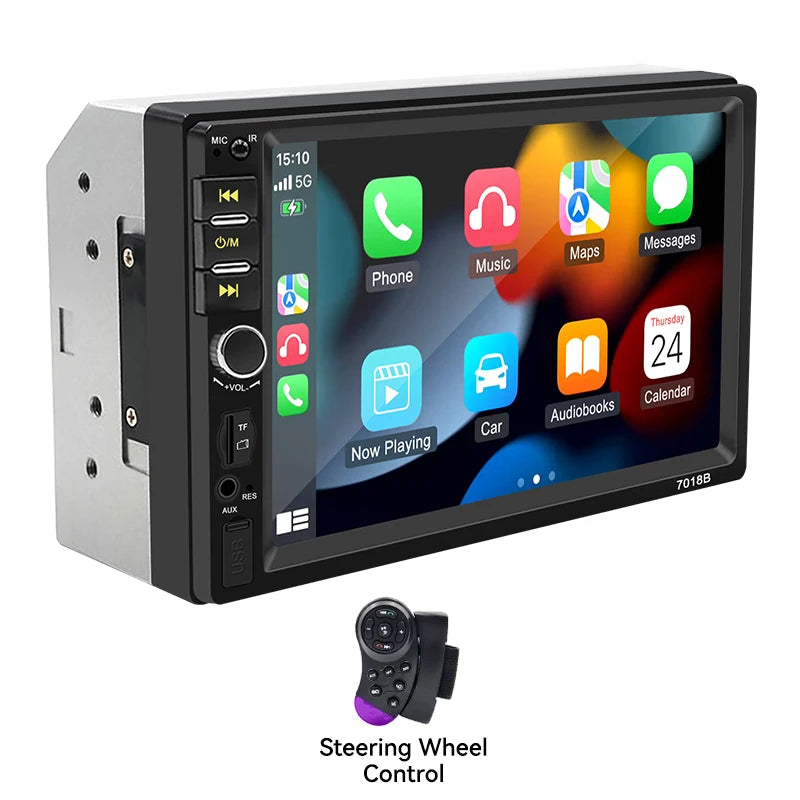 VENBES 7-Inch CarPlay Android Auto 2-DIN Car Stereo with Touchscreen, Bluetooth, USB, FM – Universal Fit