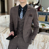 Men’s Modified Plaid Three-Piece Suit – Slim Fit England Style Vest & Trousers Set thumbnail 31