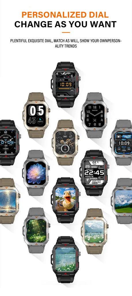 LAXASFIT Q11 Men’s Smart Watch with LED Flashlight, Fitness & Health Monitoring
