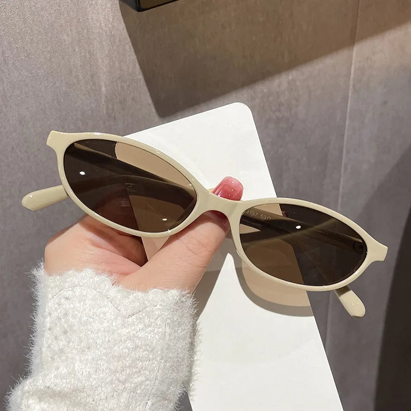 Retro Oval Cat Eye UV400 Sunglasses for Women – Trendy Small Frame Punk Sun Protection Shades
