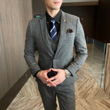 Men’s Modified Plaid Three-Piece Suit – Slim Fit England Style Vest & Trousers Set thumbnail 44