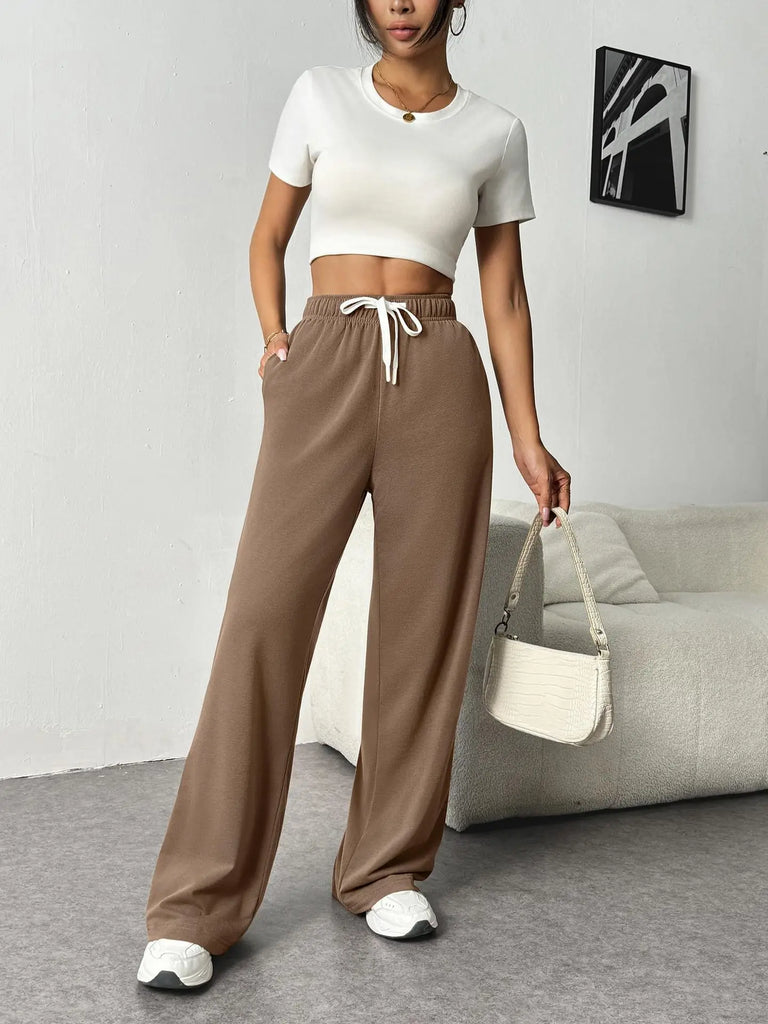 Autumn & Winter Women’s Elastic Waist Wide Leg Casual Pants