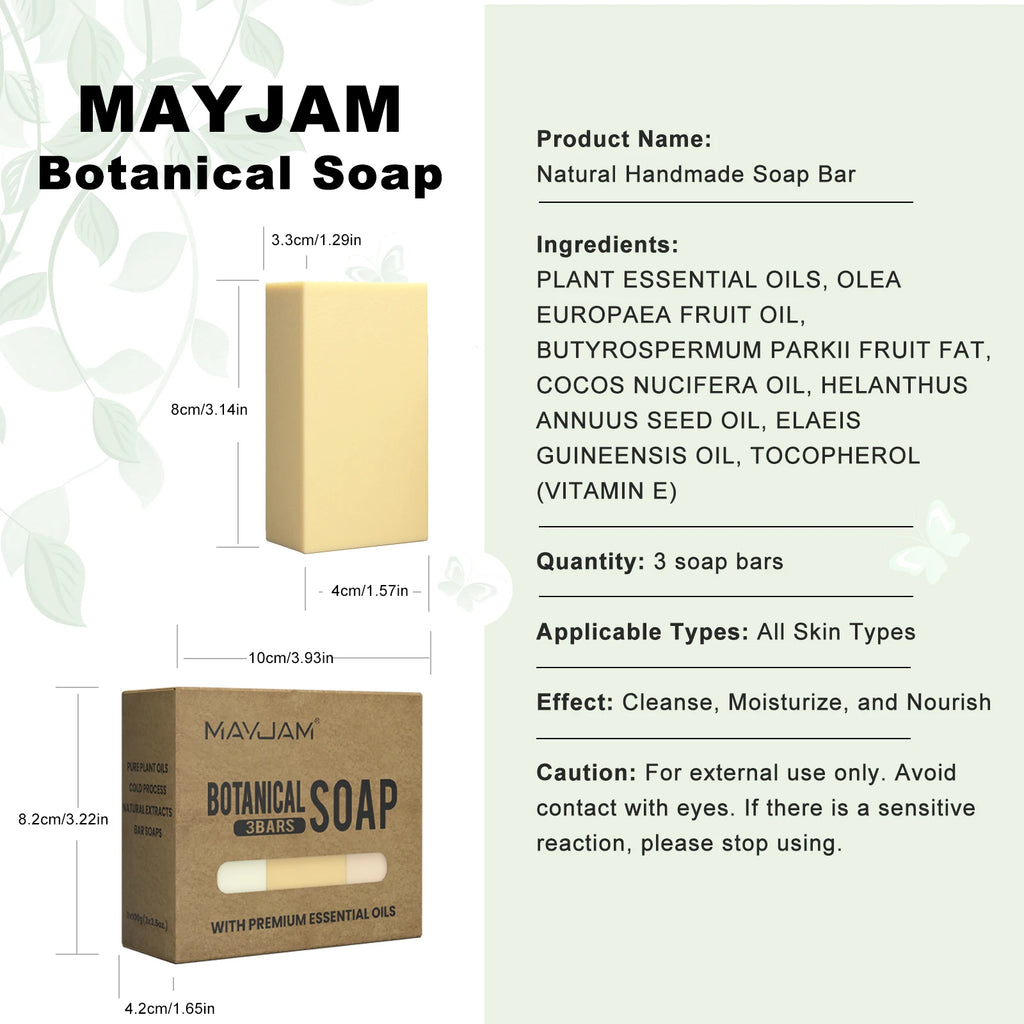 MAYJAM Handmade Essential Oil Soap Gift Set – 3 Pack Natural Cold Process Soaps