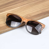 SHINU Handmade Natural Wood Polarized Sunglasses – Ebony, Zebra & Red Sandalwood UV400 Rectangle Frame for Men & Women thumbnail 5