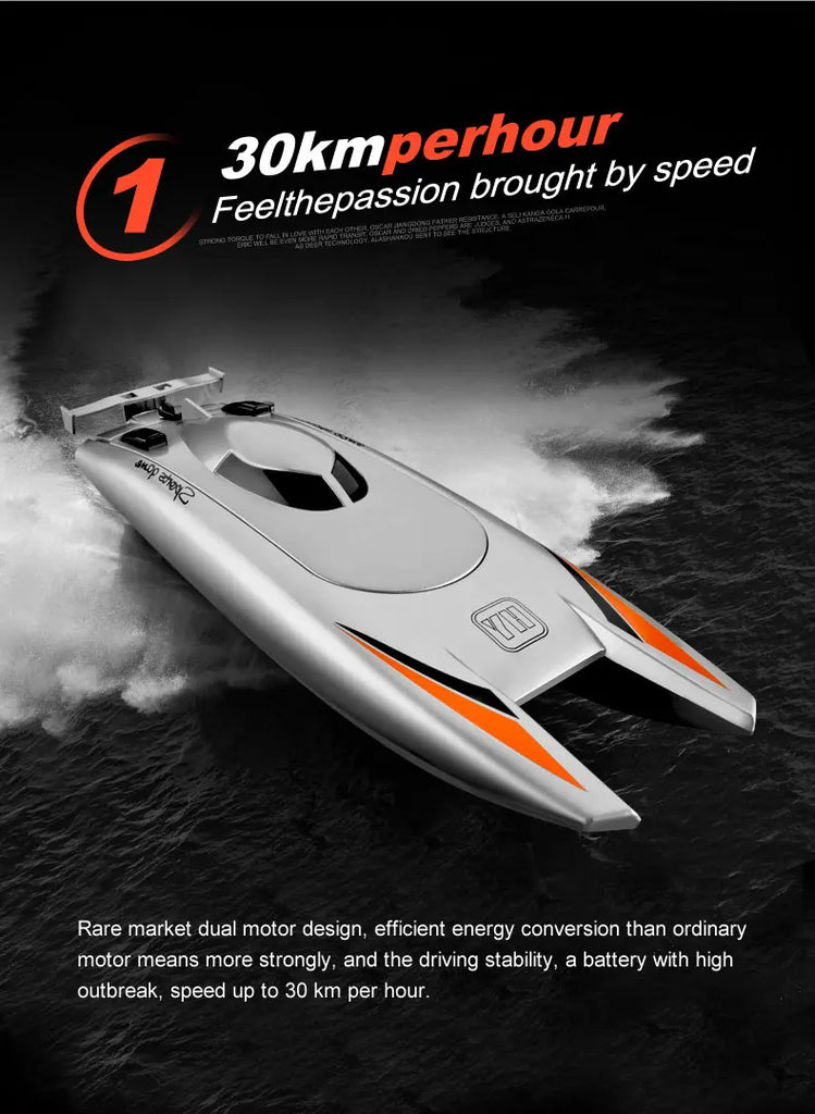 2.4G RC High Speed Racing Boat – Waterproof Double Motor Speedboat Toy (Model 805)