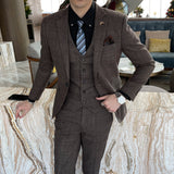 Men’s Modified Plaid Three-Piece Suit – Slim Fit England Style Vest & Trousers Set thumbnail 32