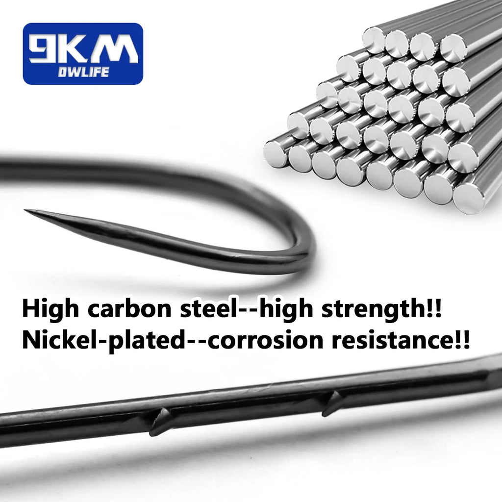 9KM Baitholder Fishing Hooks – 25pcs High Carbon Steel Live Bait Holder Hooks for Freshwater & Saltwater Fishing