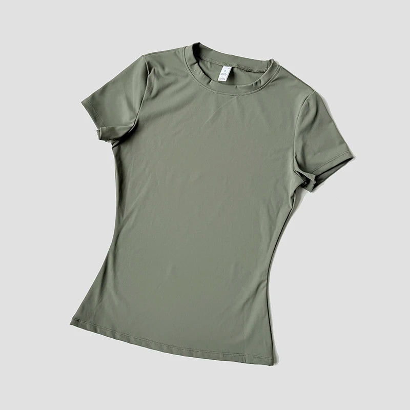 Women Seamless Yoga Top – Short Sleeve Fitness & Activewear Shirt